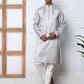 Men’s Silk Blend Ethnic Embroidered Kurta Pyjama (65KP P 5329 Silver ) [FF] [B-1-2]