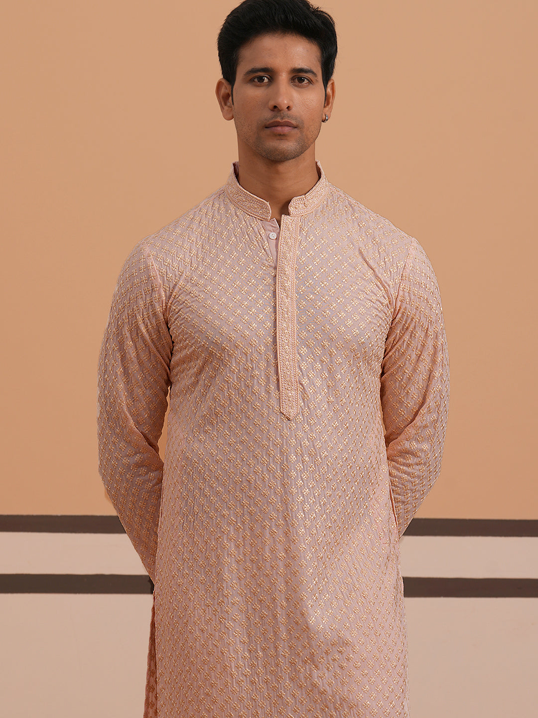 Viscose Rayon Traditional Embroidered Kurta Pyjama ( 65KP P 5330 P 5330Peach ) [FF] [1-1-9]