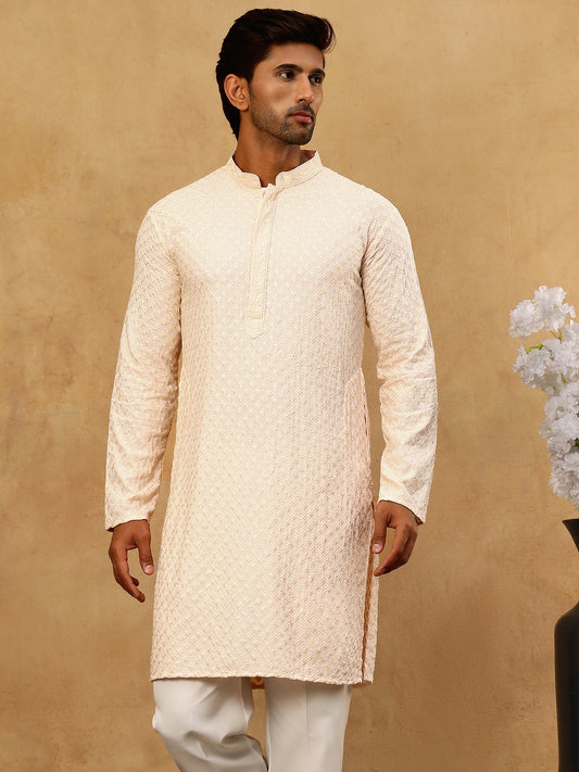 Viscose Rayon Traditional Embroidered Kurta Pyjama ( 65KP 5330Peach )
