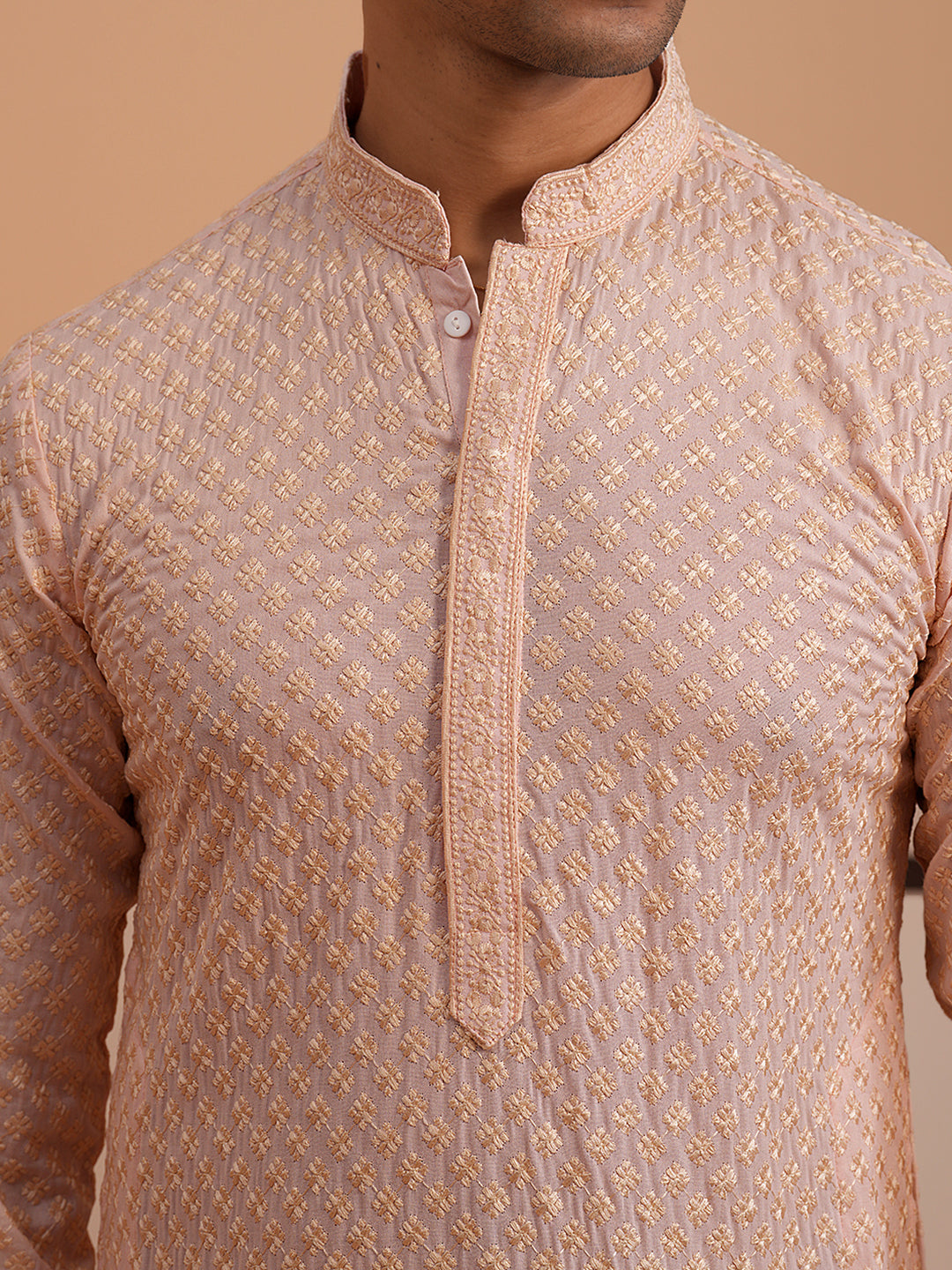 Viscose Rayon Traditional Embroidered Kurta Pyjama ( 65KP P 5330 P 5330Peach ) [FF] [1-1-9]