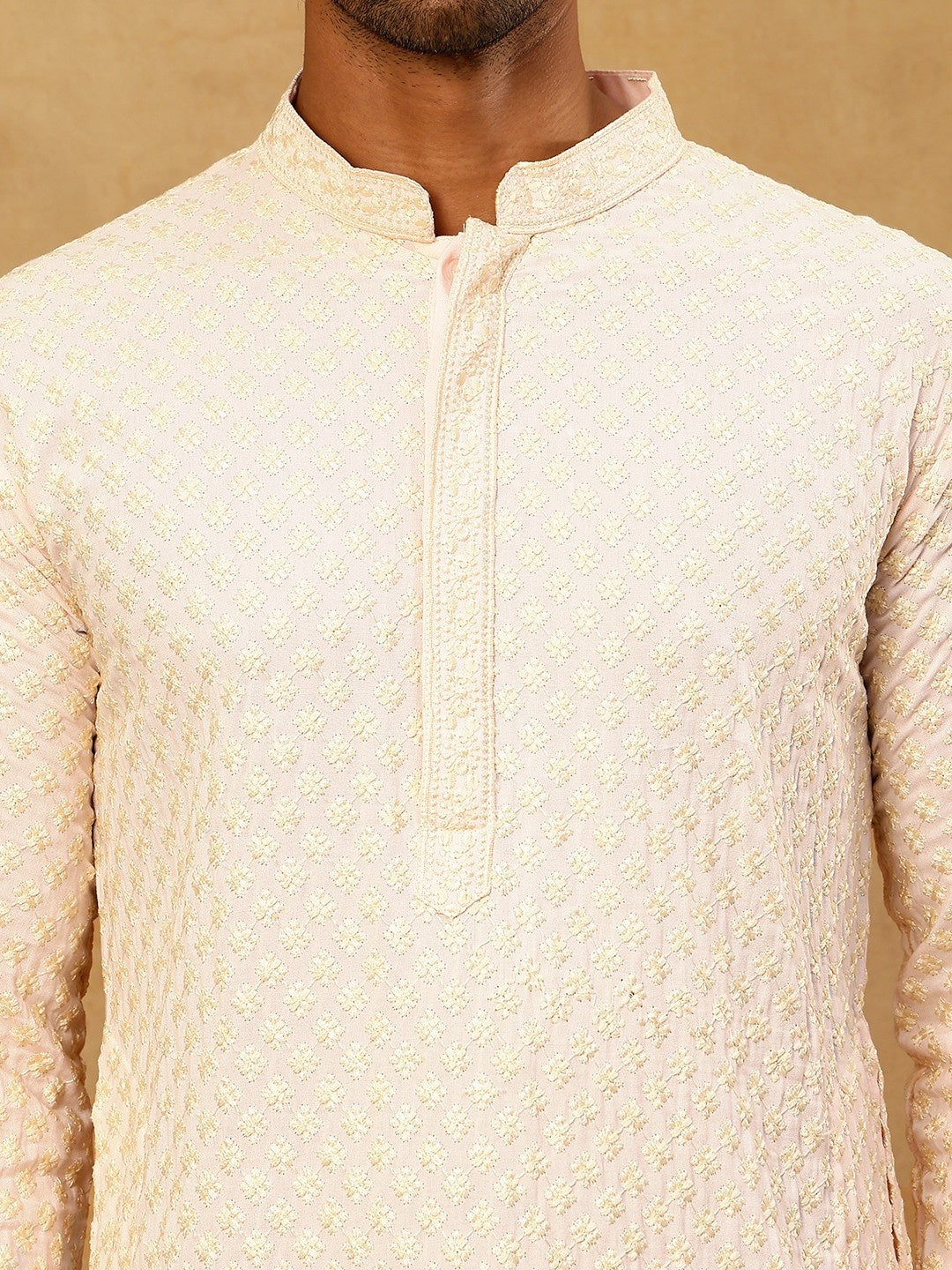 Viscose Rayon Traditional Embroidered Kurta Pyjama ( 65KP 5330Peach )