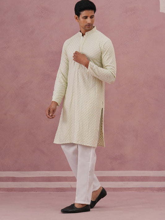 Viscose Rayon Traditional Embroidered Kurta Pyjama ( 65KP P 5330 P 5330Pista ) [FF] [1-1-9]