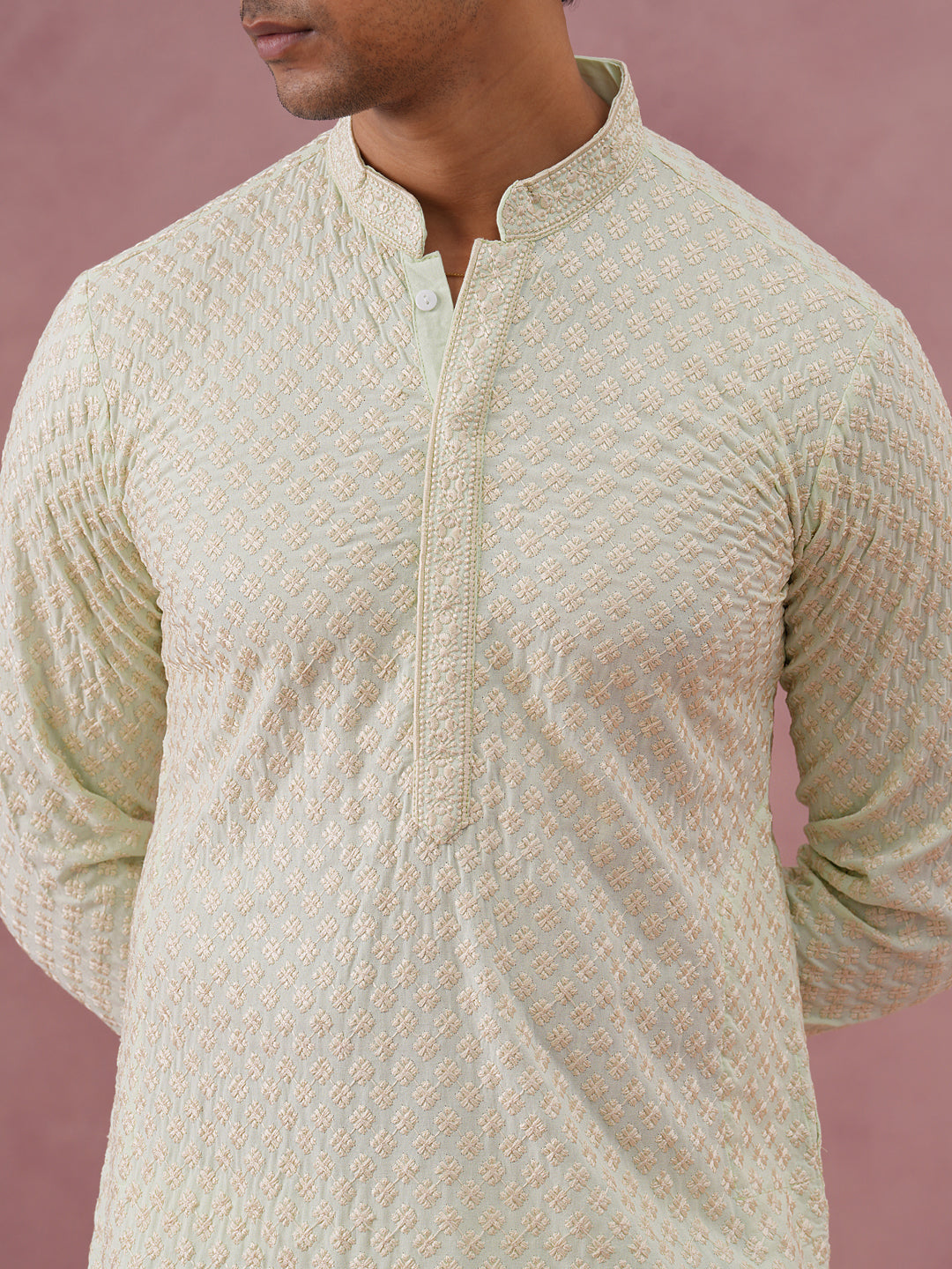 Viscose Rayon Traditional Embroidered Kurta Pyjama ( 65KP P 5330 P 5330Pista ) [FF] [1-1-9]