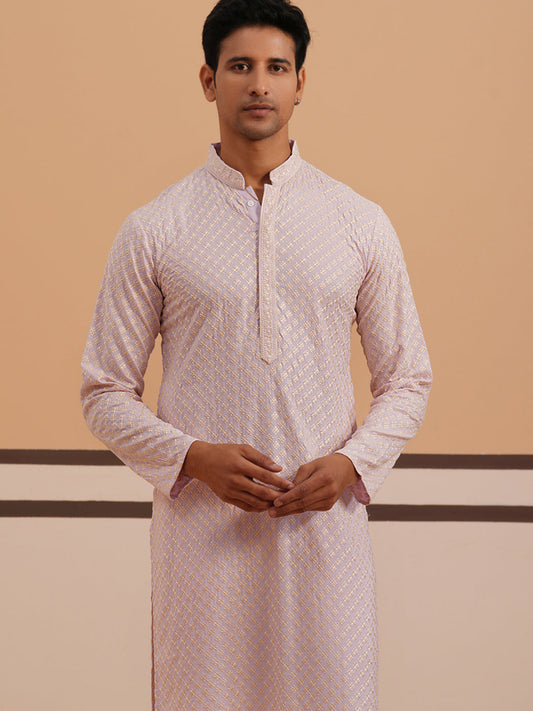 Viscose Rayon Traditional Embroidered Kurta Pyjama (65KP P 5330 Purple ) [FF] [1-1-9]