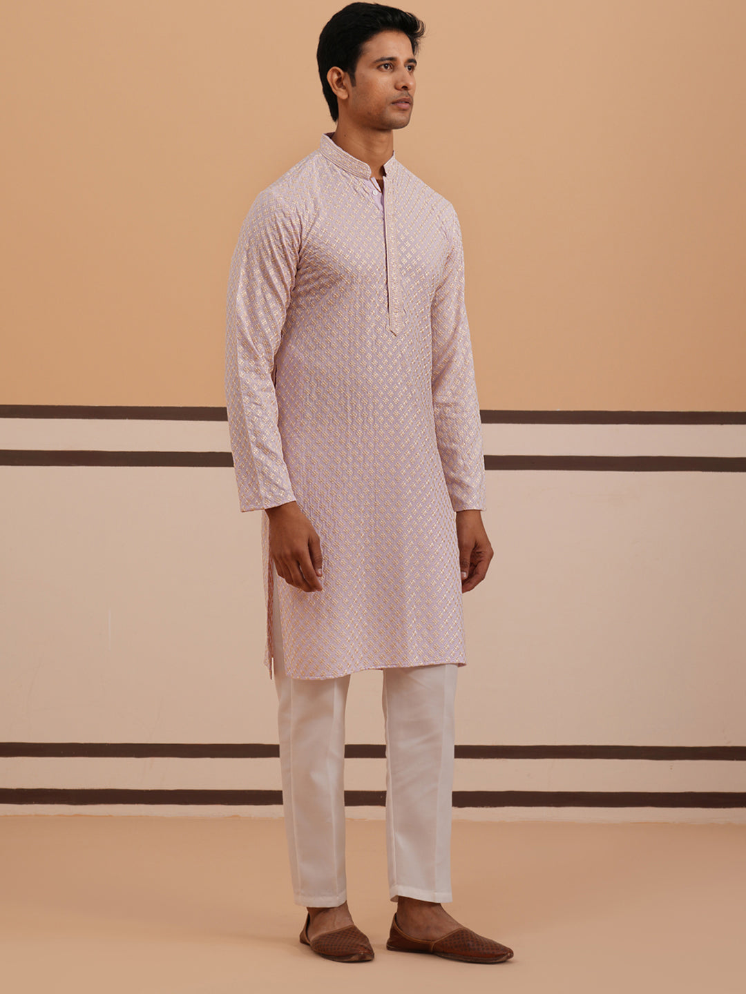 Viscose Rayon Traditional Embroidered Kurta Pyjama (65KP P 5330 Purple ) [FF] [1-1-9]