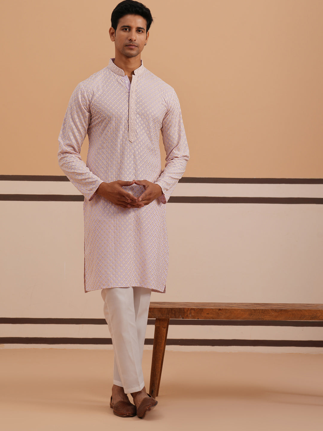 Viscose Rayon Traditional Embroidered Kurta Pyjama (65KP P 5330 Purple ) [FF] [1-1-9]