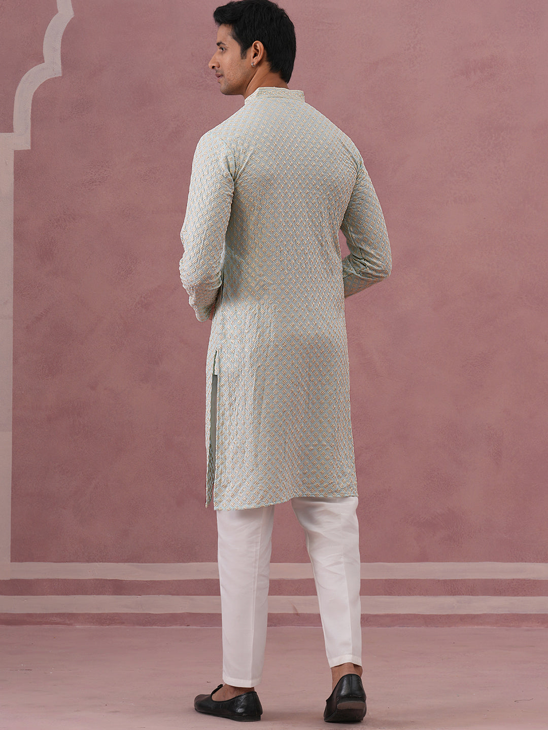 Viscose Rayon Traditional Embroidered Kurta Pyjama ( 65KP P 5330 P 5330Sky ) [FF] [1-1-9]