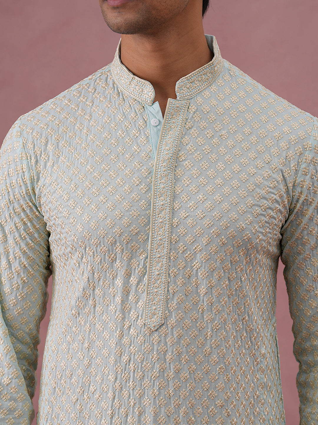 Viscose Rayon Traditional Embroidered Kurta Pyjama ( 65KP P 5330 P 5330Sky ) [FF] [1-1-9]