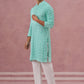 Sequin-Embellished Rayon Embroidered Kurta Pyjama (65KP P 5331 Green ) [FF] [O-6]
