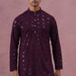 Sequin-Embellished Rayon Embroidered Kurta Pyjama (65KP P 5331 Purple ) [FF] [O-6]