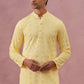 Sequin-Embellished Rayon Embroidered Kurta Pyjama (65KP P 5331 Yellow ) [FF] [O-6]