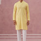 Sequin-Embellished Rayon Embroidered Kurta Pyjama (65KP P 5331 Yellow ) [FF] [O-6]