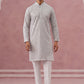 Men’s Rayon Sequin Embroidered Kurta Pyjama (65KP P 5332 Grey ) [FF] [E-8-7]