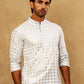 Men’s Rayon Sequin Embroidered Kurta Pyjama ( 65KP 5332Grey )