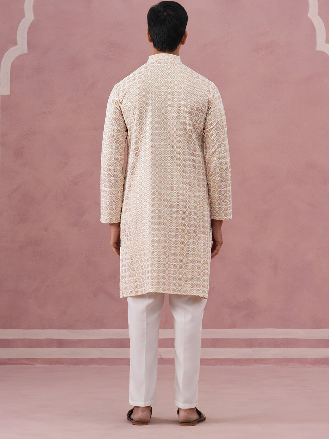 Men’s Rayon Sequin Embroidered Kurta Pyjama (65KP P 5332 Yellow ) [FF] [E-8-7]