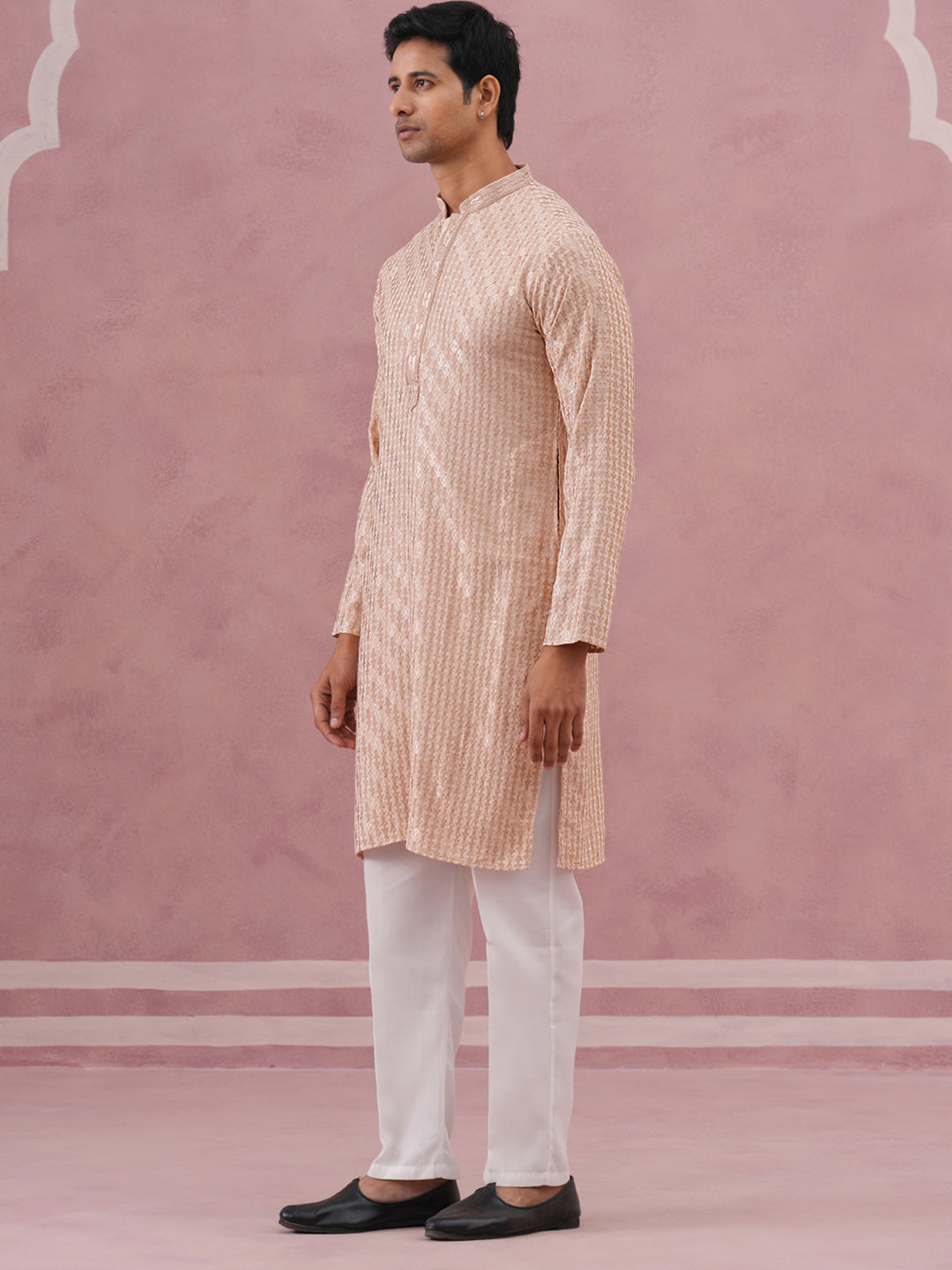 Rayon Embroidered Kurta Pyjama for Men (65KP P 5333 Beige ) [FF] [Q-18]