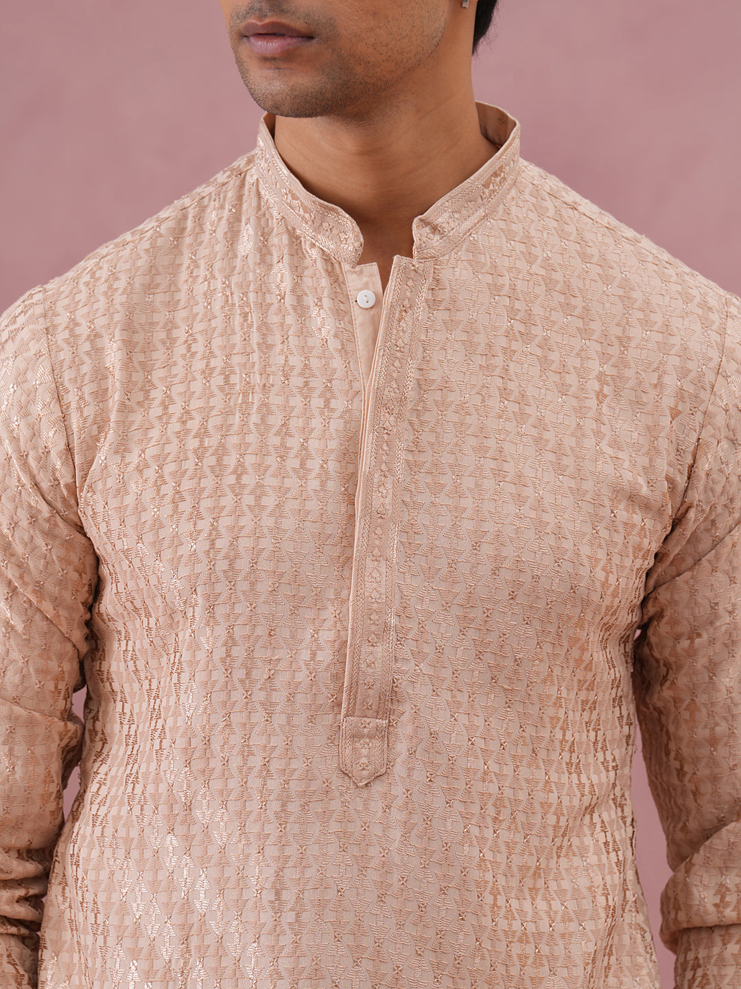 Rayon Embroidered Kurta Pyjama for Men (65KP P 5333 Beige ) [FF] [Q-18]