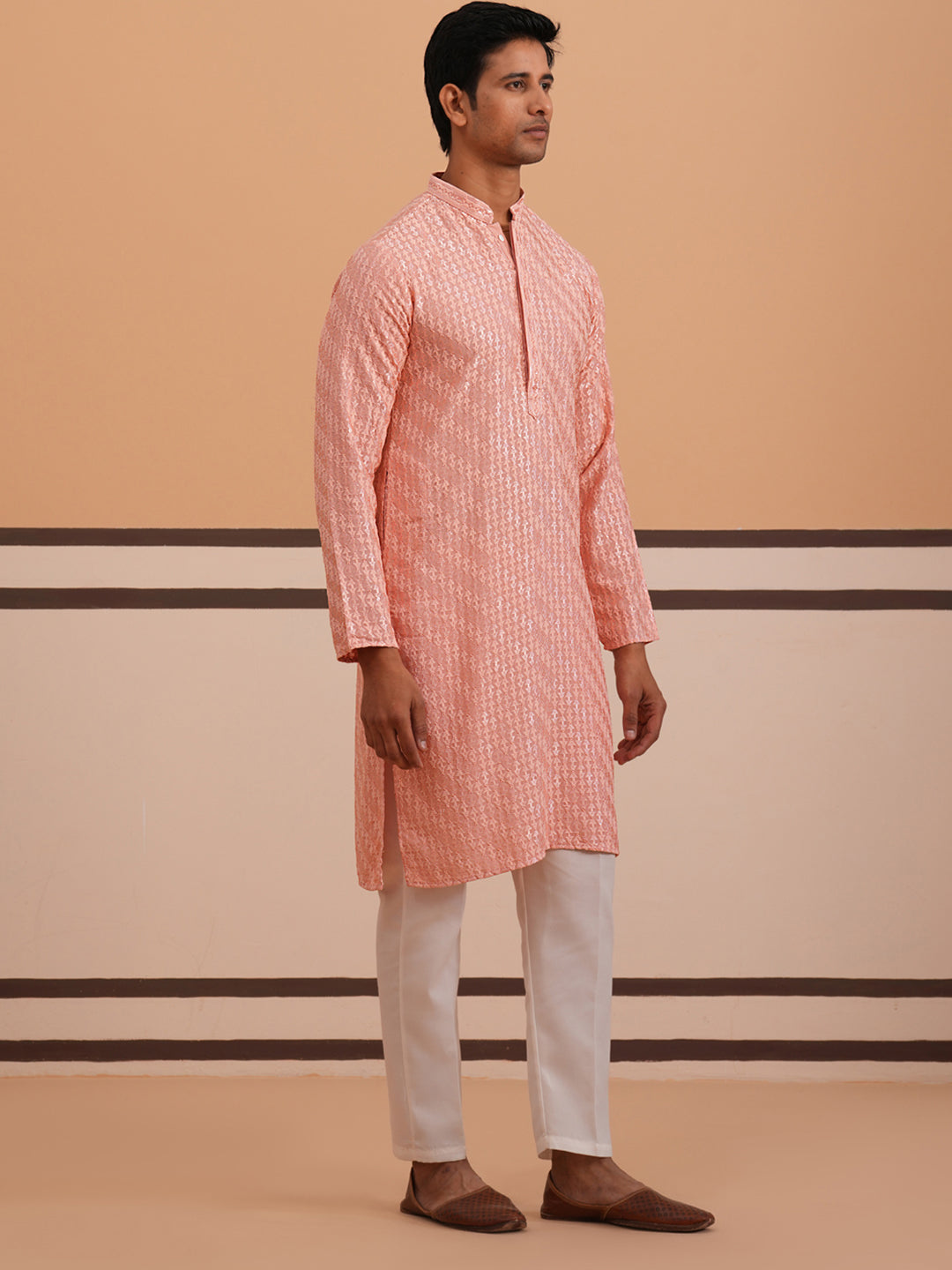Rayon Embroidered Kurta Pyjama for Men ( 65KP P 5333 P 5333Peach ) [FF] [Q-18]