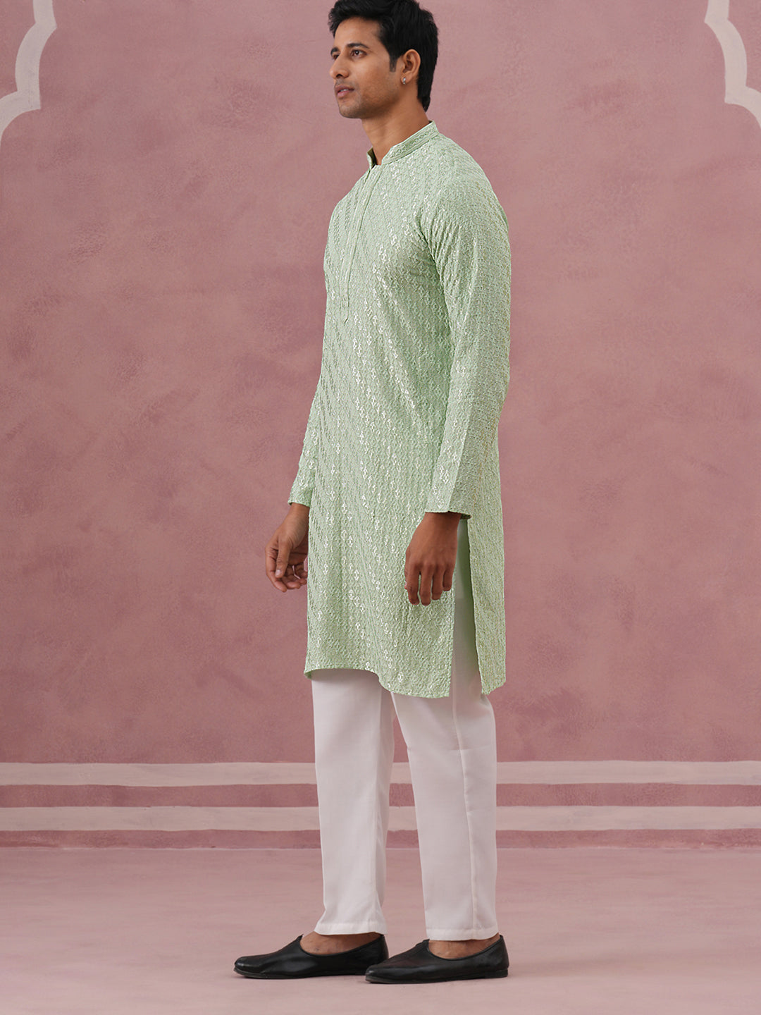 Rayon Embroidered Kurta Pyjama for Men ( 65KP P 5333 P 5333Pista ) [FF] [Q-18]