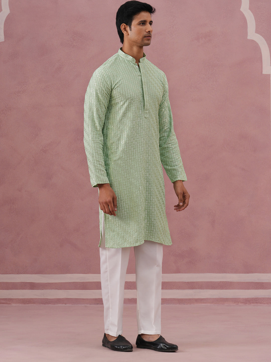 Rayon Embroidered Kurta Pyjama for Men ( 65KP P 5333 P 5333Pista ) [FF] [Q-18]