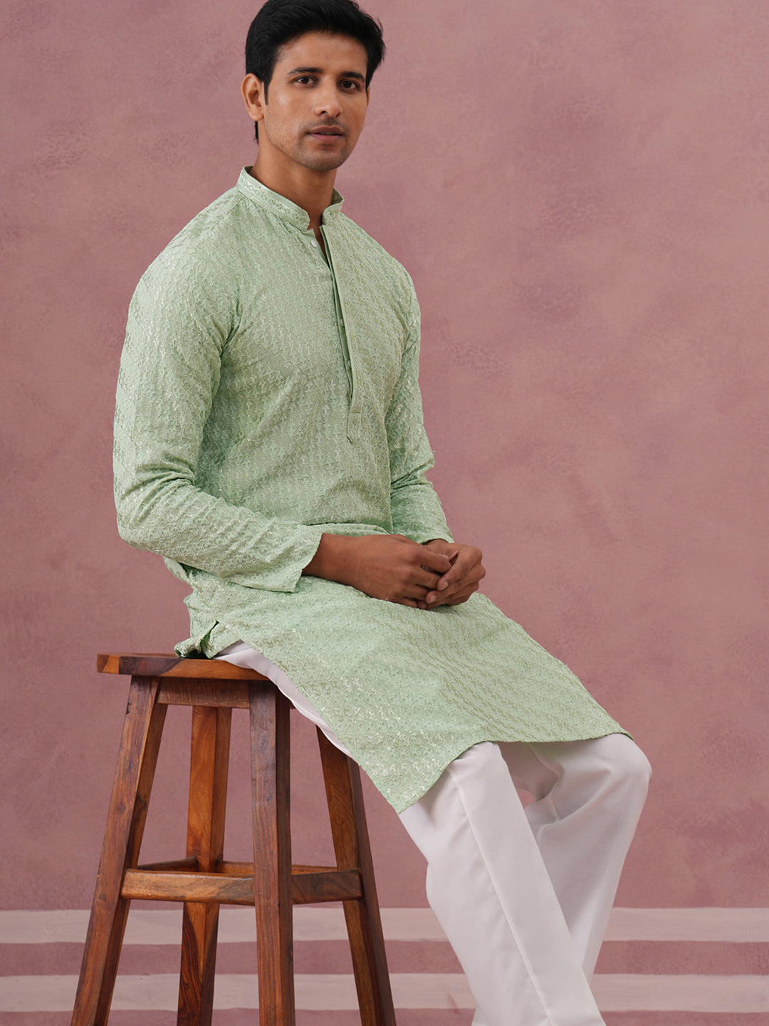 Rayon Embroidered Kurta Pyjama for Men ( 65KP P 5333 P 5333Pista ) [FF] [Q-18]