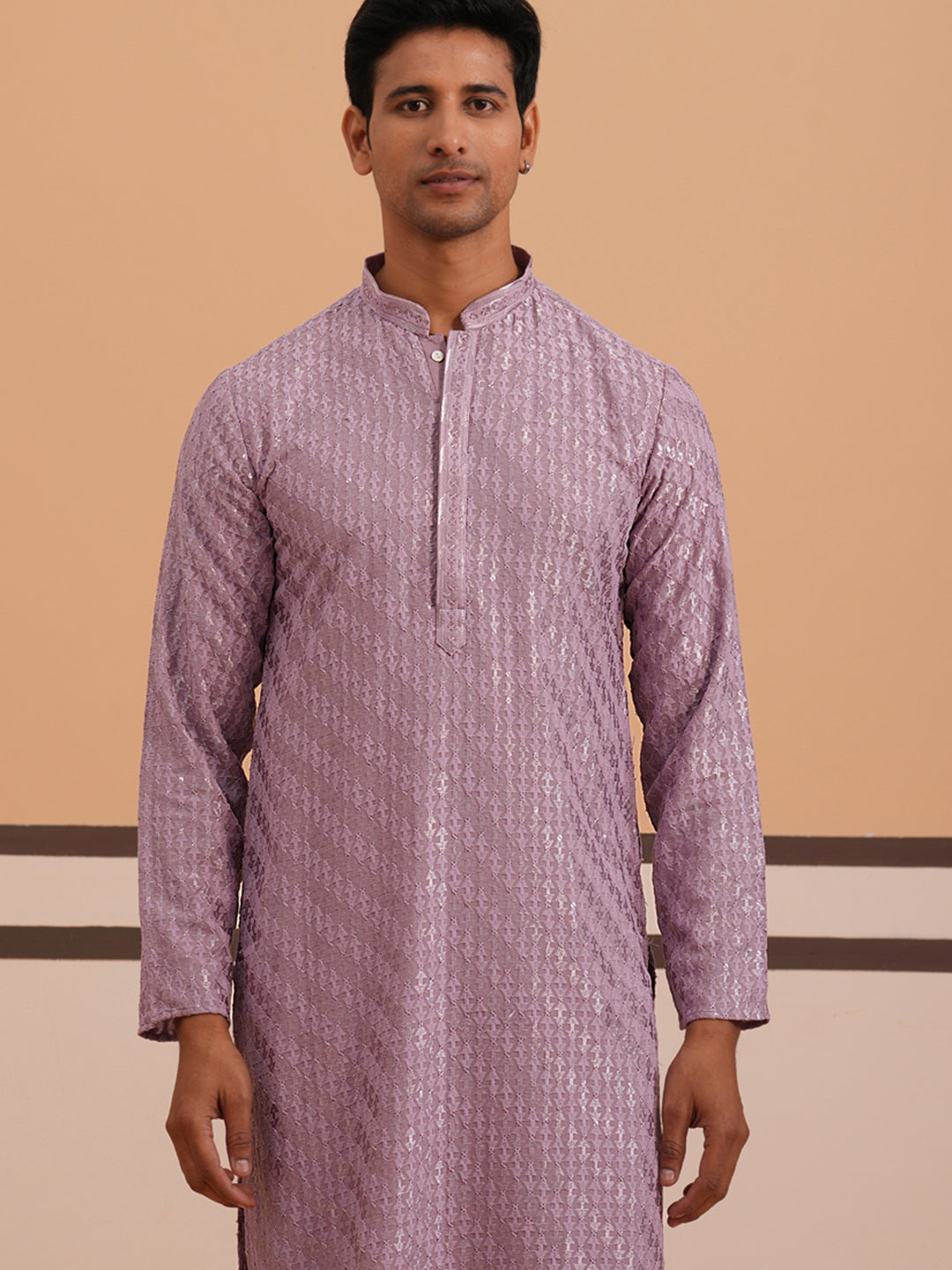 Rayon Embroidered Kurta Pyjama for Men (65KP P 5333 Purple ) [FF] [Q-18]
