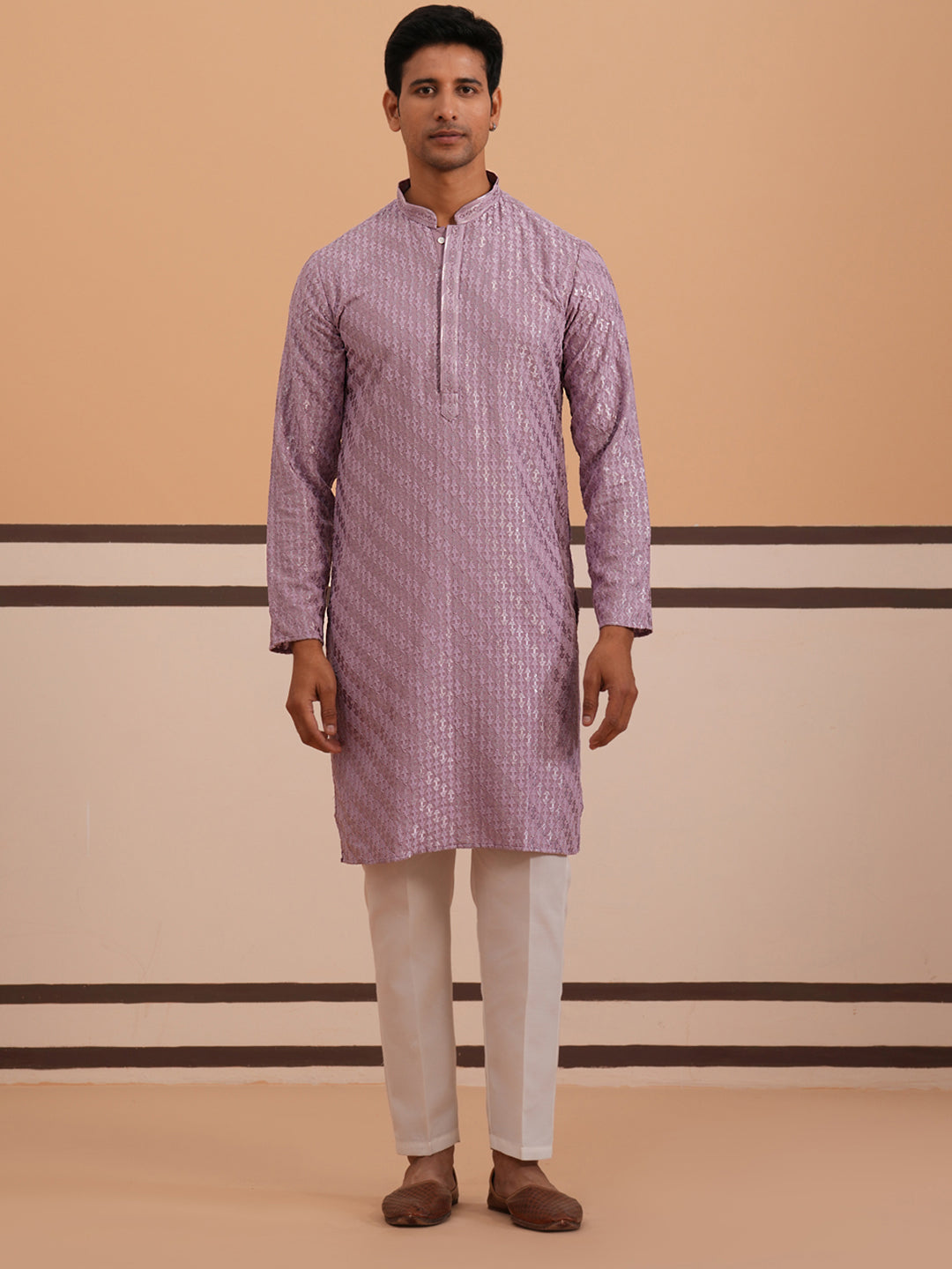 Rayon Embroidered Kurta Pyjama for Men (65KP P 5333 Purple ) [FF] [Q-18]
