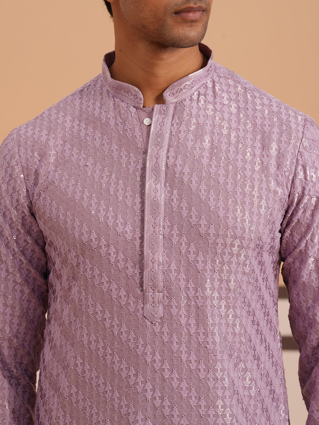 Rayon Embroidered Kurta Pyjama for Men (65KP P 5333 Purple ) [FF] [Q-18]