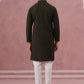 Traditional Cotton Blend Embroidered Kurta Pyjama ( 65KP P 5334 P 5334Olive ) [FF] [F-1-2-3-4]