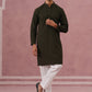 Traditional Cotton Blend Embroidered Kurta Pyjama ( 65KP P 5334 P 5334Olive ) [FF] [F-1-2-3-4]