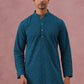 Traditional Cotton Blend Embroidered Kurta Pyjama ( 65KP P 5334 P 5334Peacock ) [FF] [F-1-2-3-4]