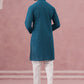 Traditional Cotton Blend Embroidered Kurta Pyjama ( 65KP P 5334 P 5334Peacock ) [FF] [F-1-2-3-4]