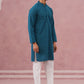 Traditional Cotton Blend Embroidered Kurta Pyjama ( 65KP P 5334 P 5334Peacock ) [FF] [F-1-2-3-4]