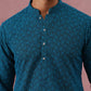 Traditional Cotton Blend Embroidered Kurta Pyjama ( 65KP P 5334 P 5334Peacock ) [FF] [F-1-2-3-4]