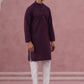 Traditional Cotton Blend Embroidered Kurta Pyjama (65KP P 5334 Purple ) [FF] [F-1-2-3-4]