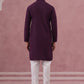 Traditional Cotton Blend Embroidered Kurta Pyjama (65KP P 5334 Purple ) [FF] [F-1-2-3-4]