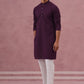 Traditional Cotton Blend Embroidered Kurta Pyjama (65KP P 5334 Purple ) [FF] [F-1-2-3-4]