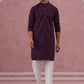 Traditional Cotton Blend Embroidered Kurta Pyjama (65KP P 5334 Purple ) [FF] [F-1-2-3-4]