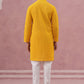 Traditional Cotton Blend Embroidered Kurta Pyjama (65KP P 5334 Yellow ) [FF] [F-1-2-3-4]
