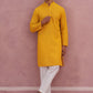Traditional Cotton Blend Embroidered Kurta Pyjama (65KP P 5334 Yellow ) [FF] [F-1-2-3-4]