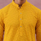 Traditional Cotton Blend Embroidered Kurta Pyjama (65KP P 5334 Yellow ) [FF] [F-1-2-3-4]