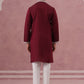 Silk Blend Ethnic Embroidered Kurta Pyjama for Men ( 65KP P 5335 P 5335Maroon ) [FF] [B-1-2]