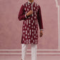 Silk Blend Ethnic Embroidered Kurta Pyjama for Men ( 65KP P 5335 P 5335Maroon ) [FF] [B-1-2]