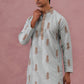 Men's Silk Blend Embroidered Kurta Pyjama Set ( 65KP P 5336 P 5336Sky ) [FF] [J-1]