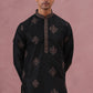Silk Blend Black Kurta Pyjama Set for Men (65KP P 5337 Black ) [FF] [A-1-4]