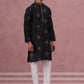 Silk Blend Black Kurta Pyjama Set for Men (65KP P 5337 Black ) [FF] [A-1-4]