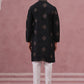 Silk Blend Black Kurta Pyjama Set for Men (65KP P 5337 Black ) [FF] [A-1-4]