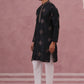 Silk Blend Black Kurta Pyjama Set for Men (65KP P 5337 Black ) [FF] [A-1-4]