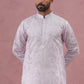 Men's Embroidered Silk Blend Kurta Pyjama Set ( 65KP P 5338 P 5338Lavender ) [FF] [A-1-4]