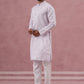 Men's Embroidered Silk Blend Kurta Pyjama Set ( 65KP P 5338 P 5338Lavender ) [FF] [A-1-4]